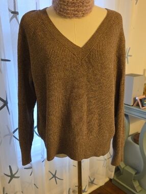 Old Navy Brown V-Neck Ribbed Sweater